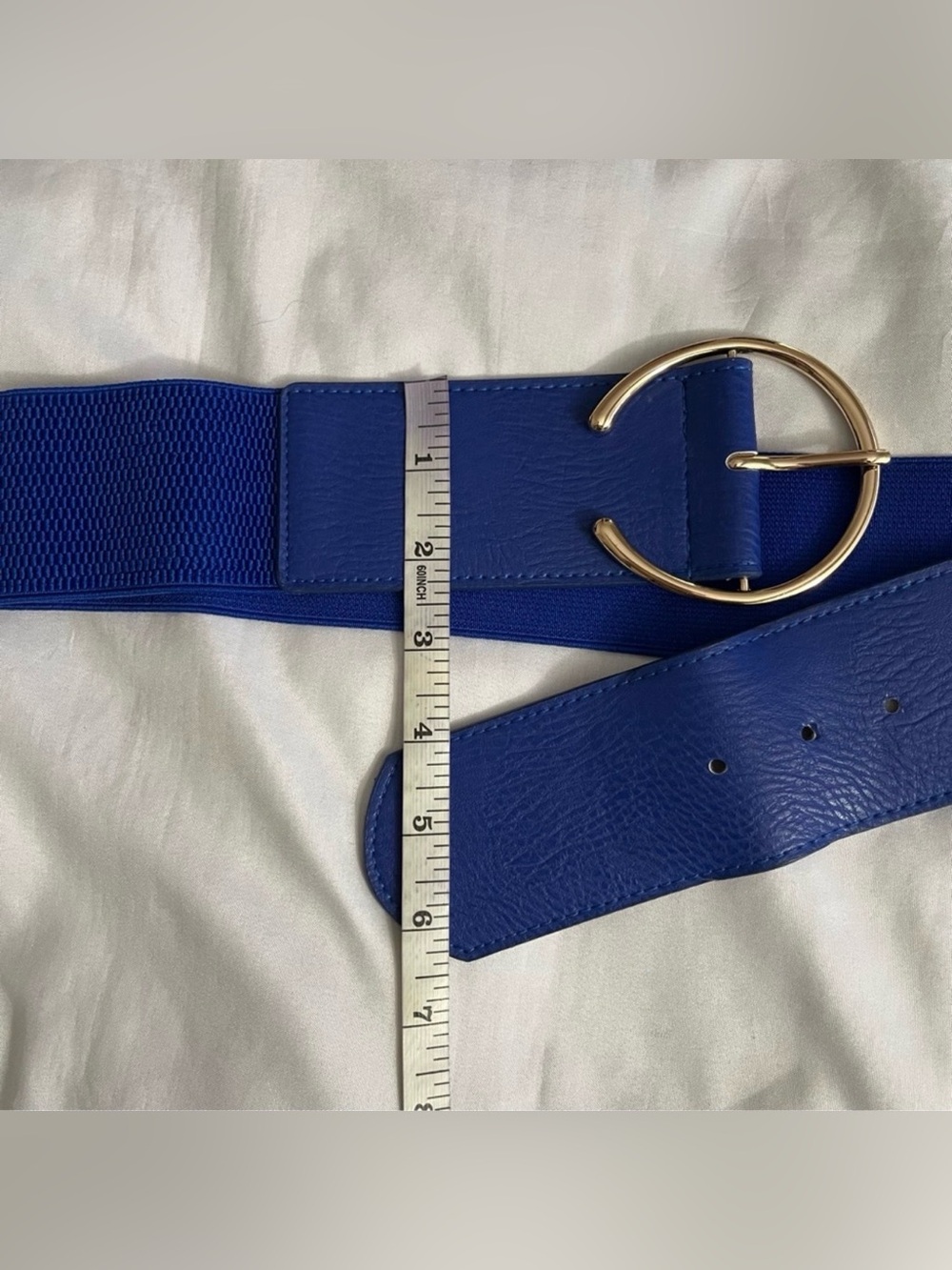 Royal blue elastic waistband belt - Picture 5 of 7